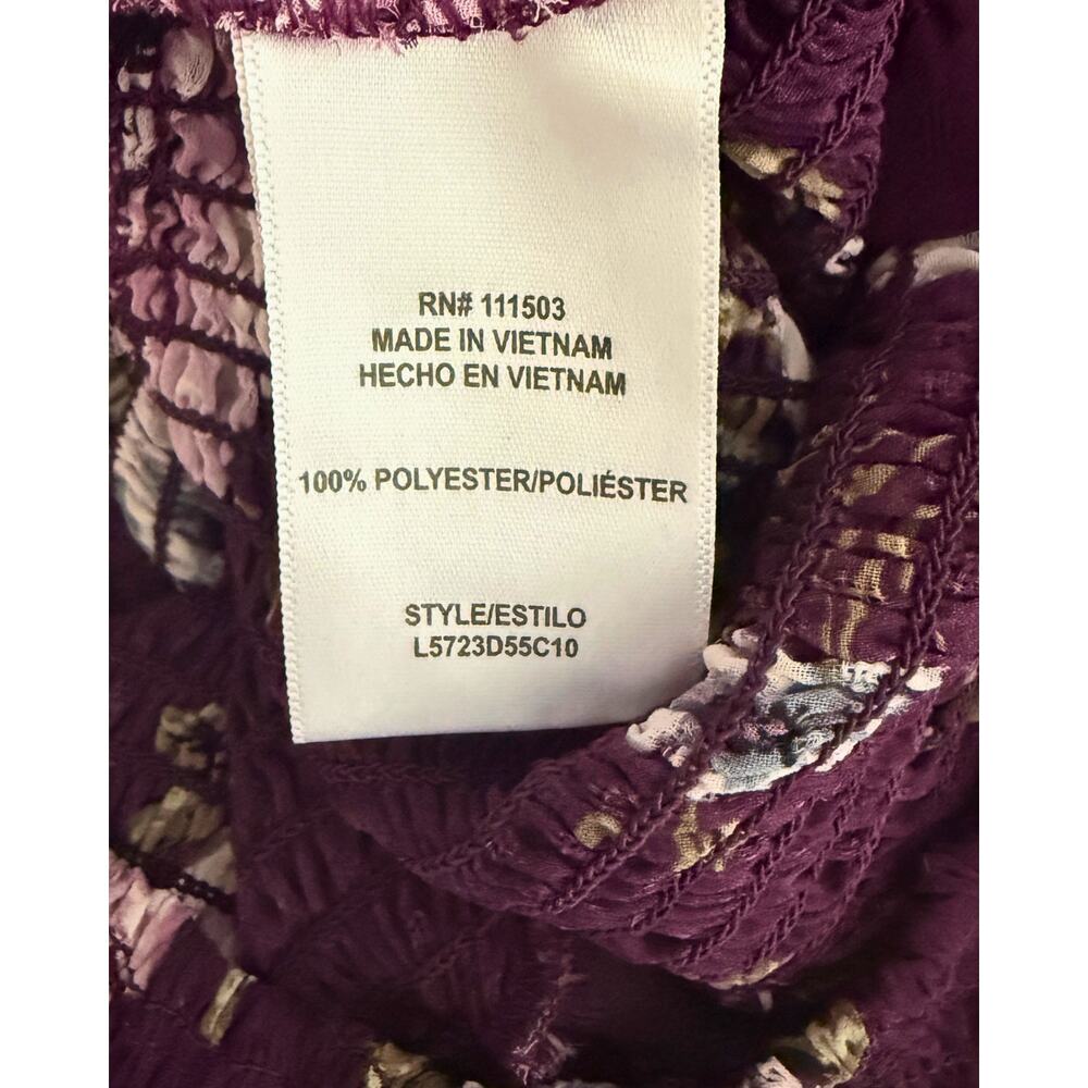 Cottagecore NWT Purple Floral Smocked Top Women’s Small Long Sleeve Cropped - Picture 5 of 7